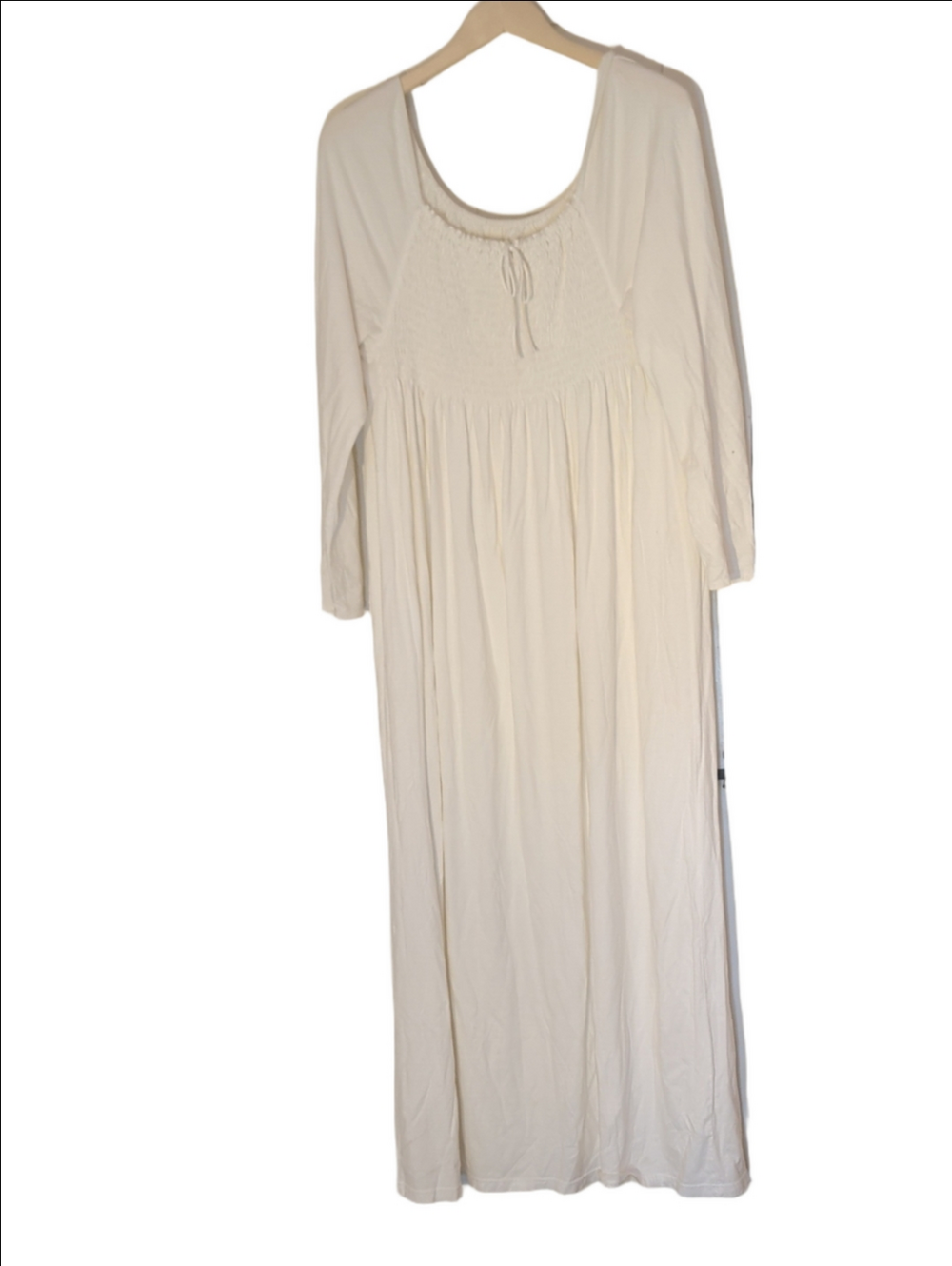 Green Cotton Nightgown smocked Cream Long Sleeve Maxi Denmark
